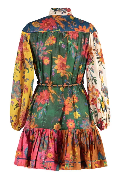 Shop Zimmermann Ginger Floral Cotton Dress In Multicolor