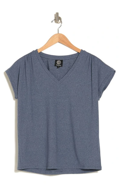 Shop Bobeau Shirred V-neck T-shirt In Heather Navy