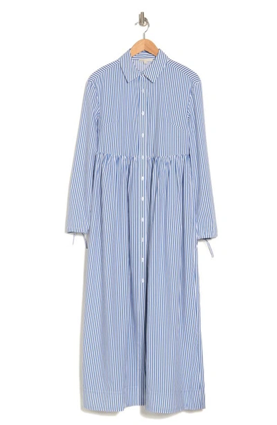 Shop Onia Poplin Cover-up Maxi Shirtdress In Harbor Blue/ White