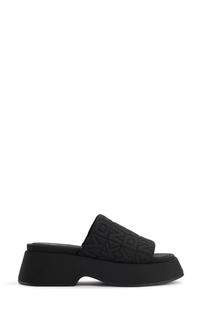 Dkny Logo Quilt Platform Sandal In Black