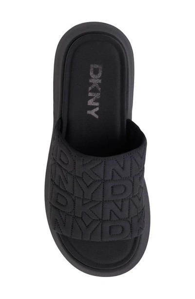 Dkny Logo Quilt Platform Sandal In Black