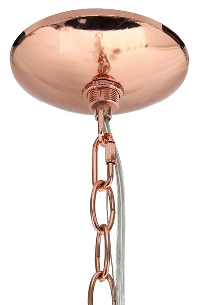 Shop Lalia Home Five Light Glass Shade Brushed Metal Pendant Light In Rose Gold
