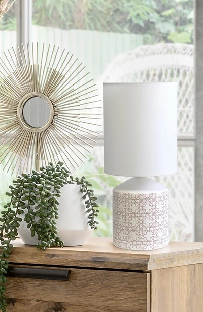 Shop Lalia Home Floral Tile Print Table Lamp In White With Tan