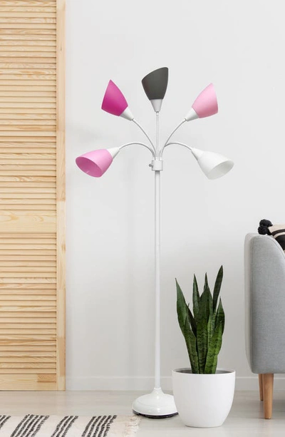 Shop Lalia Home Five Light Goose Neck Floor Lamp In White/ Pink Shades