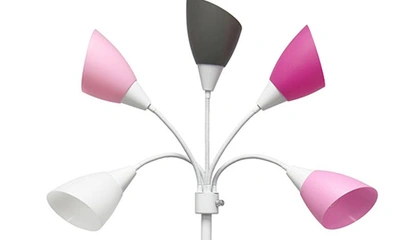Shop Lalia Home Five Light Goose Neck Floor Lamp In White/ Pink Shades