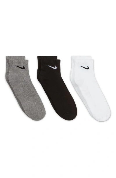 Shop Nike Kids' Assorted 3-pack Dri-fit Everyday Cushioned Ankle Socks In Grey Multi Color