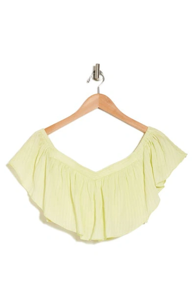 Shop Vici Collection Breeze Off The Shoulder Crop Top In Lime