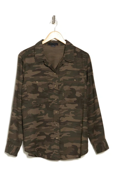 Shop Sanctuary Tencel® Lyocell Boyfriend Button-up Shirt In Mother Nature Camo