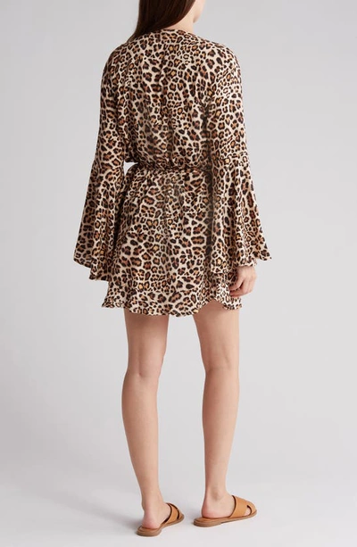 Shop Maaji Cheetah Averie Cover Up Wrap Dress In Brown