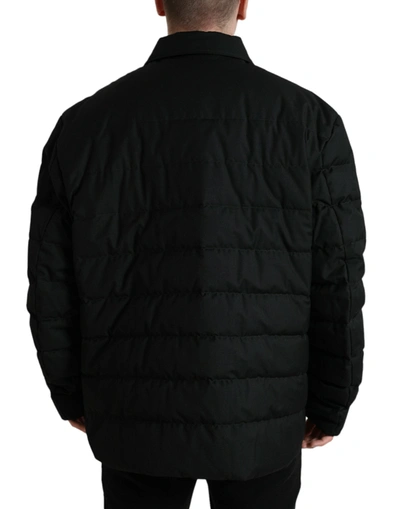 Shop Dolce & Gabbana Black Polyester Quilted Logo Patch Men's Jacket