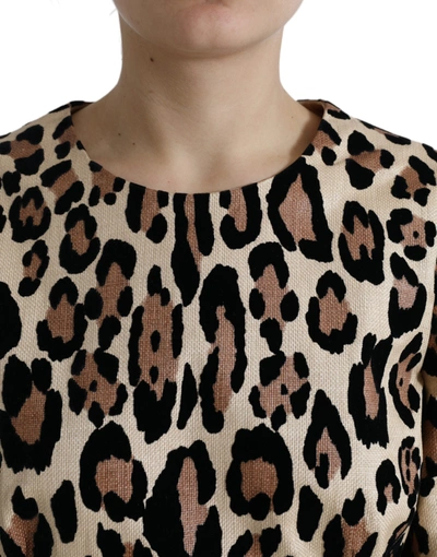 Shop Dolce & Gabbana Leopard Print A-line Mini Women's Dress In Brown