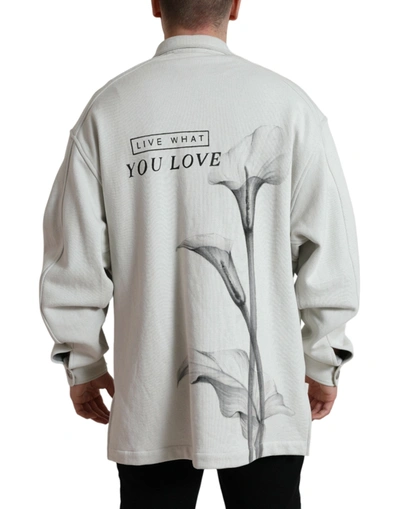 Shop Dolce & Gabbana Elegant Floral Back Cotton Men's Jacket In Gray