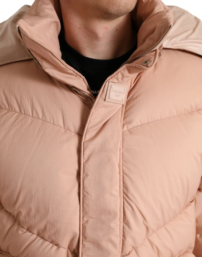 Shop Dolce & Gabbana Chic Coral Hooded Puffer Men's Jacket