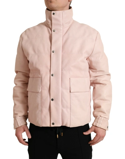 Shop Dolce & Gabbana Chic Pink Puffer Jacket With Sleek Men's Design