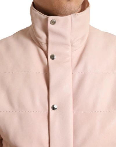 Shop Dolce & Gabbana Chic Pink Puffer Jacket With Sleek Men's Design