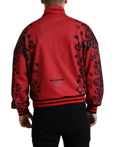 Shop Dolce & Gabbana Stunning Leopard Print Bomber Men's Jacket In Red