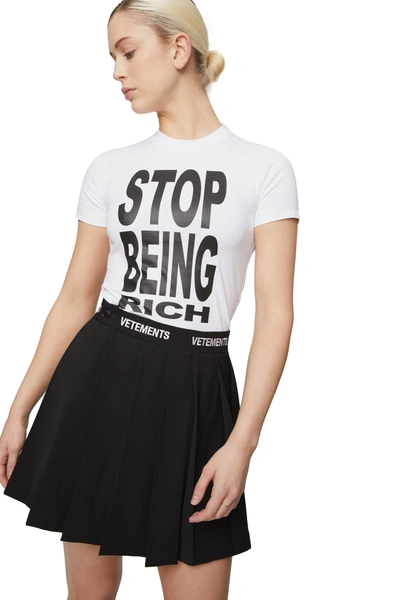 Shop Vetements Stop Being Rich Fitted T-shirt In White