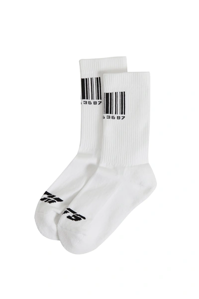 Shop Vtmnts Barcode White Cotton Socks