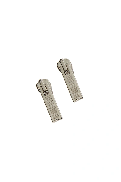 Shop Vtmnts Barcode Zipper Earrings In Silver