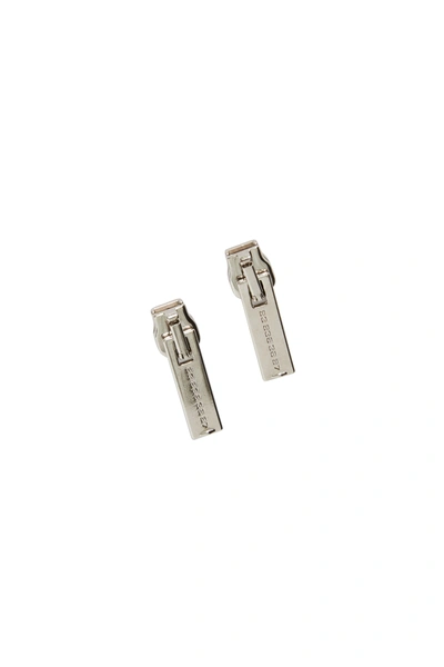 Shop Vtmnts Barcode Zipper Earrings In Silver