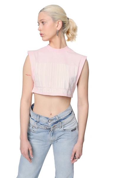 Shop Vtmnts Barcode Cropped T-shirt In Pink