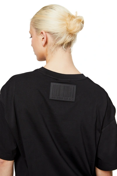 Shop Vtmnts Black Cotton T-shirt With Barcode Rubber Patch
