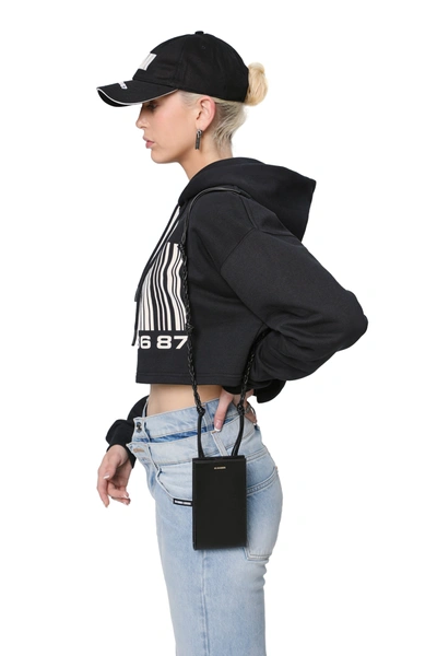 Shop Vtmnts Cropped Hoodie With Barcode Print In Black