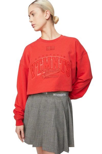 Shop Vtmnts College Cropped Sweatshirt In Red