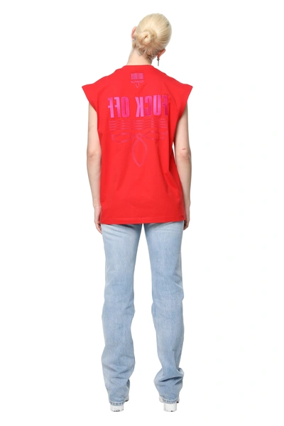 Shop Vtmnts Sleeveless Cotton T-shirt In Red