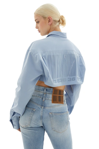Shop Vtmnts Cropped Barcode Shirt In Blue