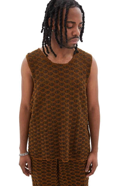 Shop Isa Boulder Knitcheck Square Tank Top In Bark