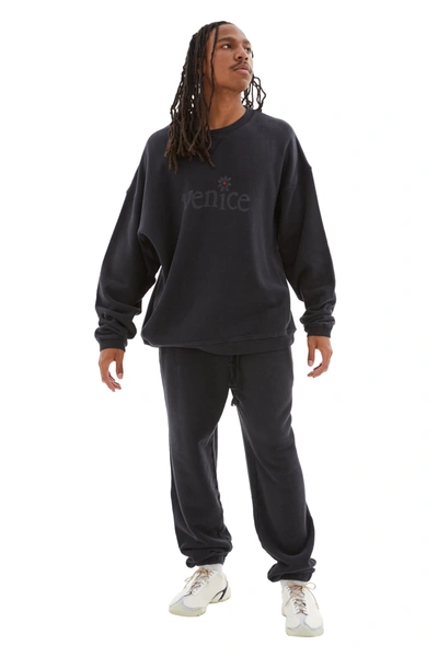 Shop Erl Unisex Venice Crew Neck Sweatshirt In Black