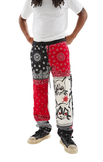 Shop Children Of The Discordance X Yagi Bandana Patchwork Pants In Jun/red