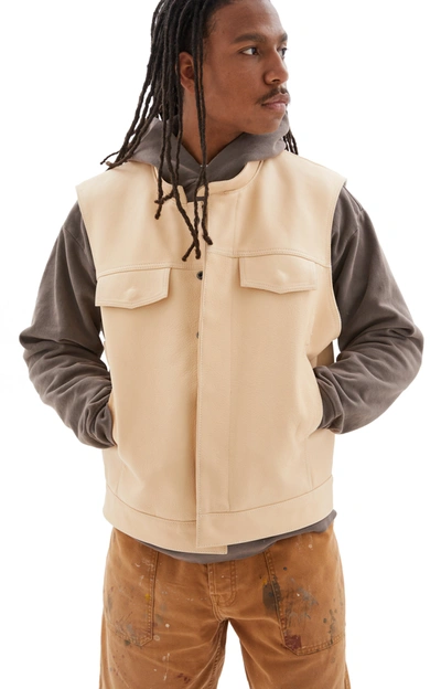 Shop Btfl Riding Leather Vest In Natural