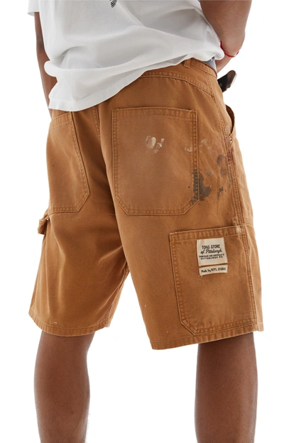 Shop Btfl Worn Carpenter Shorts In Tan