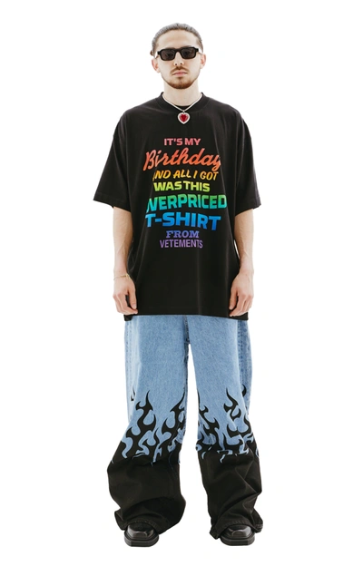 Shop Vetements Overpriced Birthday T-shirt In Black/rainbow