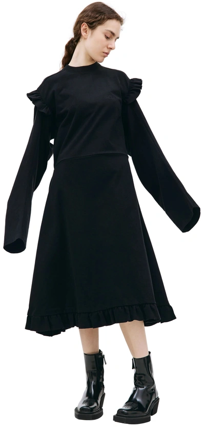 Shop Vetements Ruffle Jersey Dress In Black