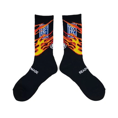 Shop Readymade 3p Fire Crew Socks In Black