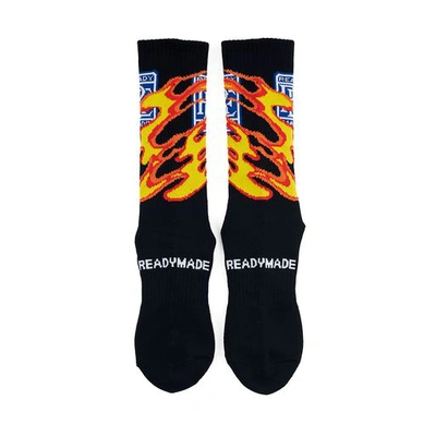 Shop Readymade 3p Fire Crew Socks In Black