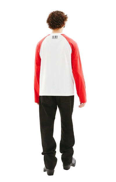 Shop Vtmnts Barcode Raglan Long Sleeve T-shirt In White/red