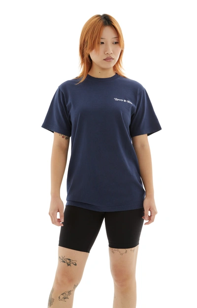 Shop Sporty And Rich Self Love Club T-shirt In Navy/cream