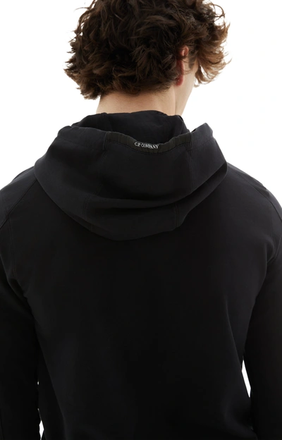 Shop C.p. Company Logo-patch Cotton Hoodie In Black