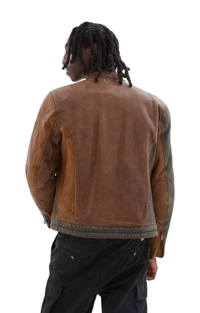 Shop Golden Goose Biker Inspired Nappa Leather Jacket In Brown/dark Brown