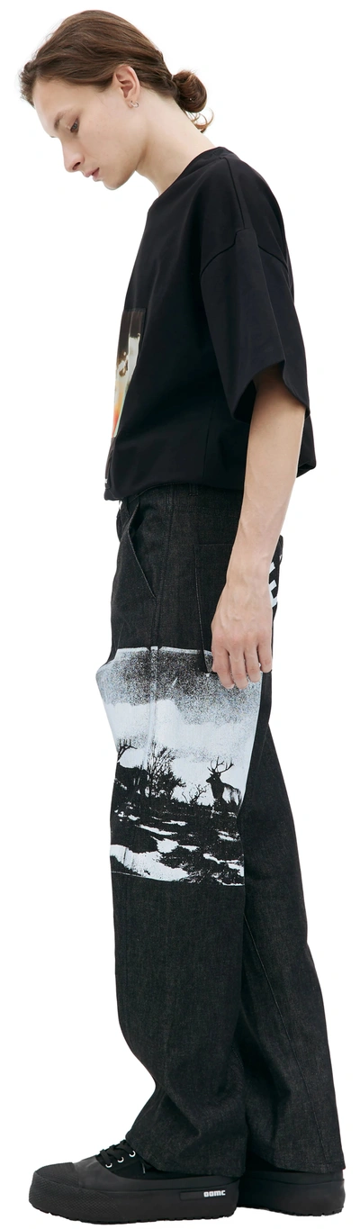 Shop Oamc Tarn Denim Pants In White/black