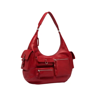 Shop Blumarine Large Hobo Bag With Cargo Pockets In Red