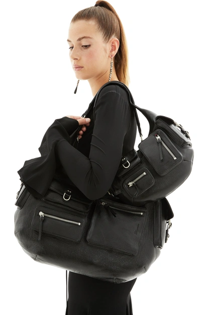 Shop Blumarine Large Hobo Bag With Cargo Pockets In Black