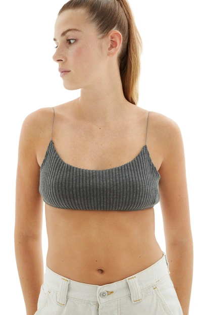 Shop Joah Brown Corded Open Back Bra In Charcoal