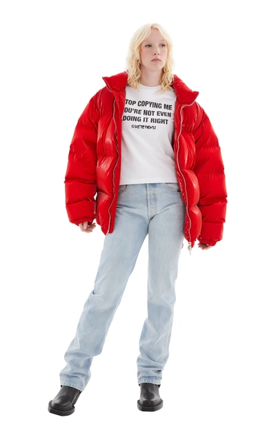 Vtmnts Red Laquer Puffer Jacket In Red