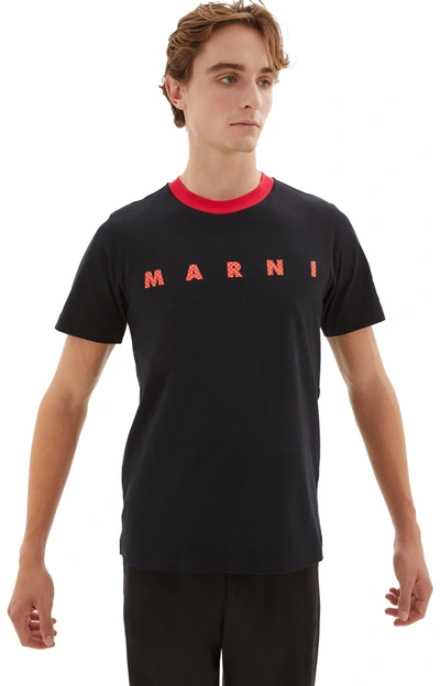 Shop Marni Cotton Logo T-shirt In Black