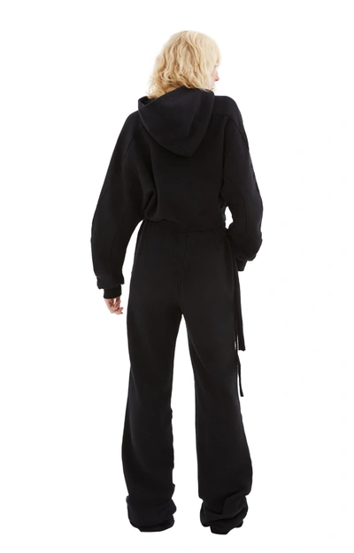Shop Ottolinger Multiline Cotton Hoodie In Black